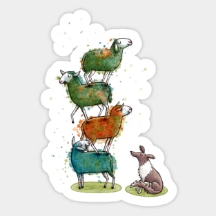 Border Collie Work - Sheep - Sheepdog - Pyramid - Dogs - Shepherding Sticker